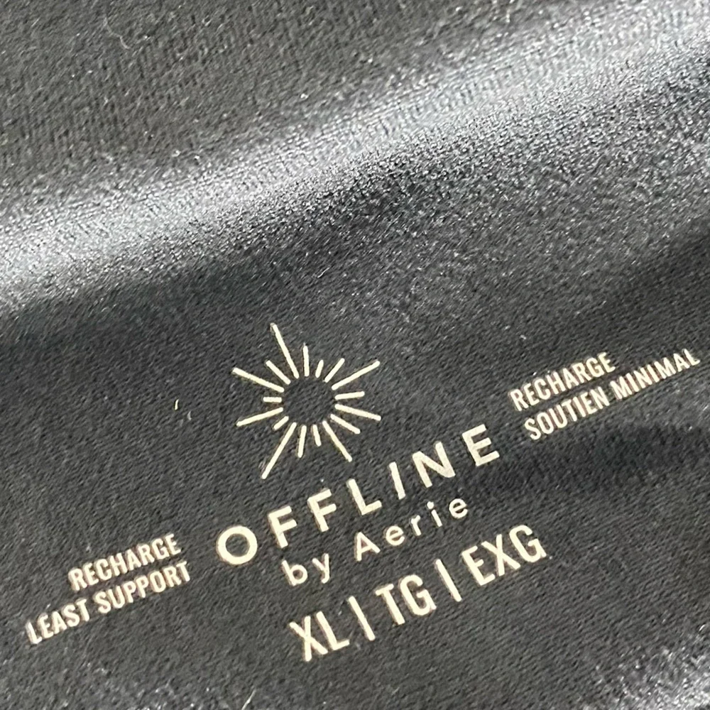 Aerie Offline Black Recharge Minimal Control Sports Bra Cropped Tank Bra XL - Picture 3 of 13